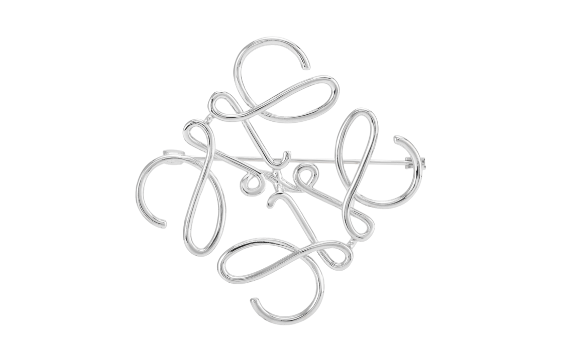 LOEWE Palladium Anagram Brass Brooch Unisex Couple Style - Silver. 111.25.020-9230 0 圖 3
