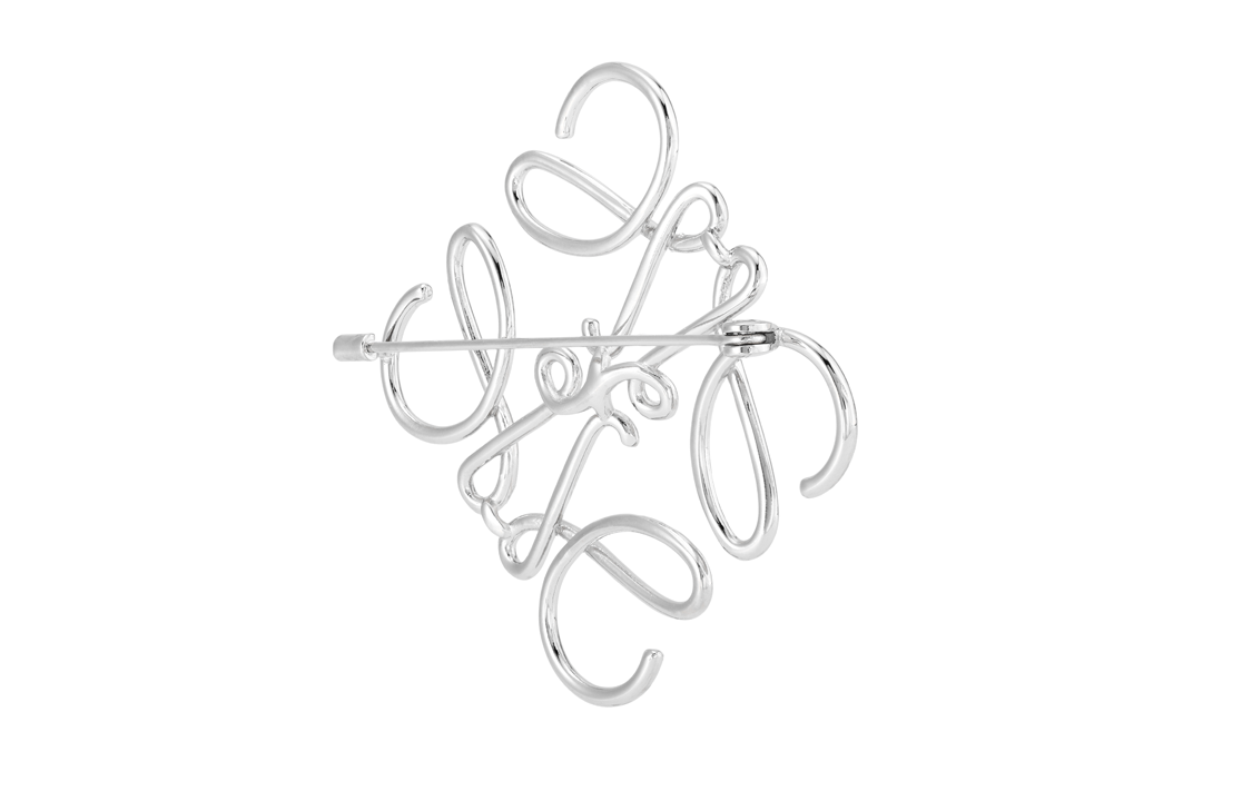 LOEWE Palladium Anagram Brass Brooch Unisex Couple Style - Silver. 111.25.020-9230 0 圖 4