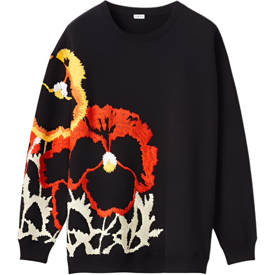 LOEWE Pansy Embroidered Black Sweatshirt FW21 H526Y24X01-1489