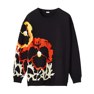 LOEWE Pansy Embroidered Black Sweatshirt FW21 H526Y24X01-1489