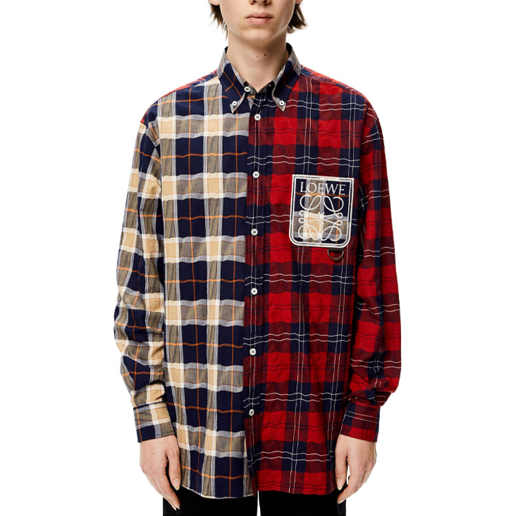 Lookbook LOEWE 拼接格紋長袖襯衫 多色 H526Y05W35-9990