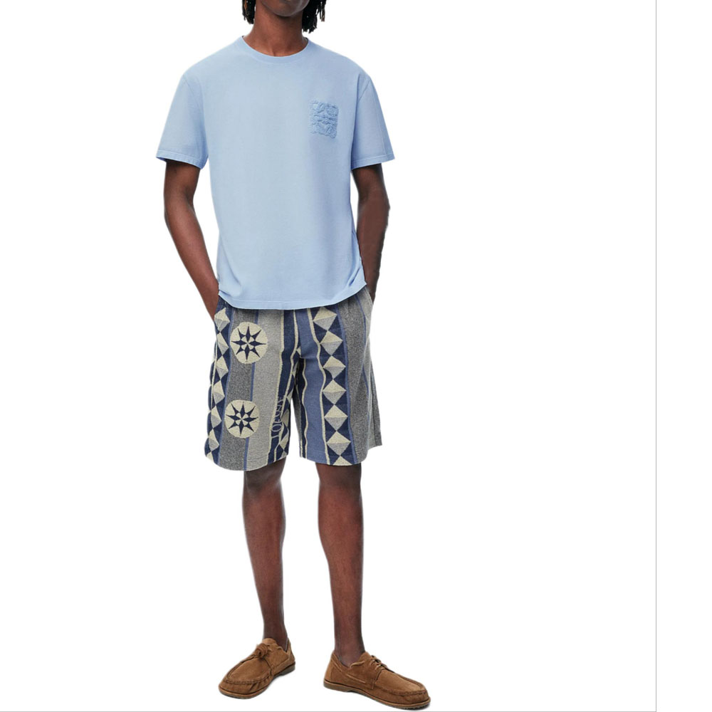 Lookbook ロエベ パウラズ イビザ ソリッド クルーネック プルオーバー Tシャツ ライトブルー H616Y22X97-5145