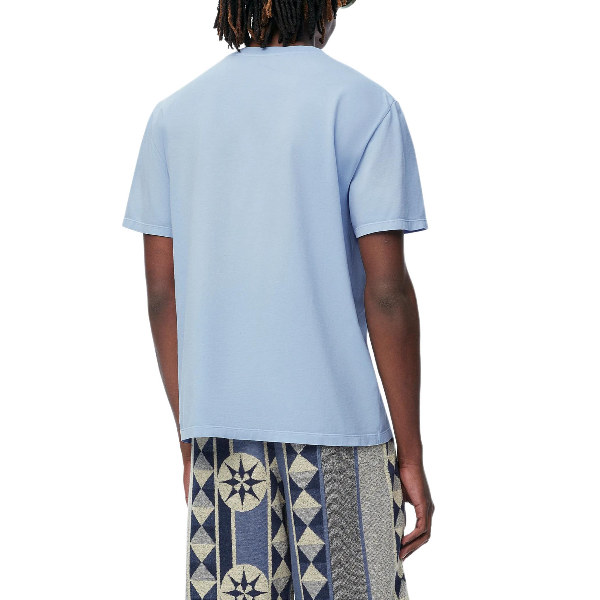 Shop ロエベ パウラズ イビザ ソリッド クルーネック プルオーバー Tシャツ ライトブルー H616Y22X97-5145