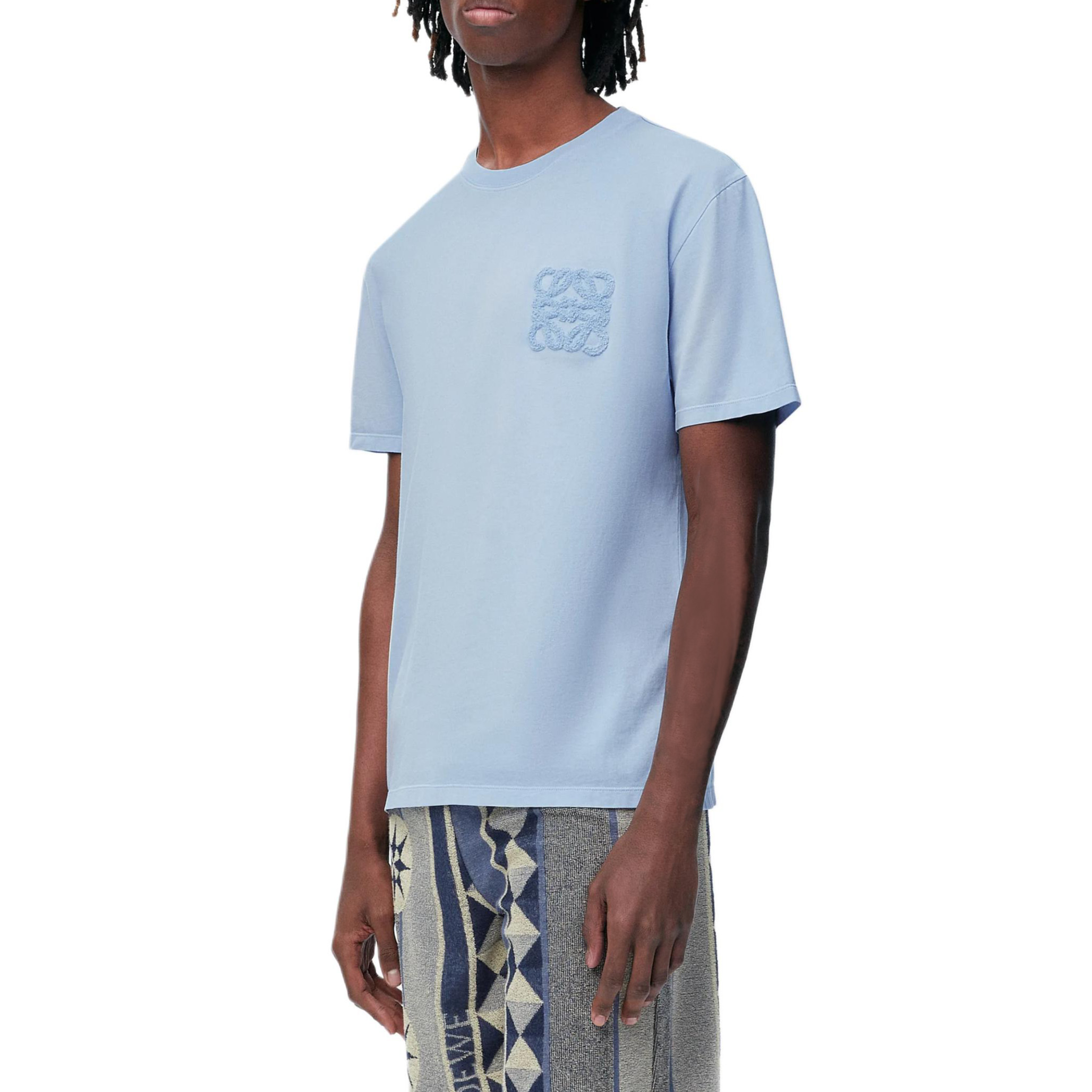 Purchase ロエベ パウラズ イビザ ソリッド クルーネック プルオーバー Tシャツ ライトブルー H616Y22X97-5145