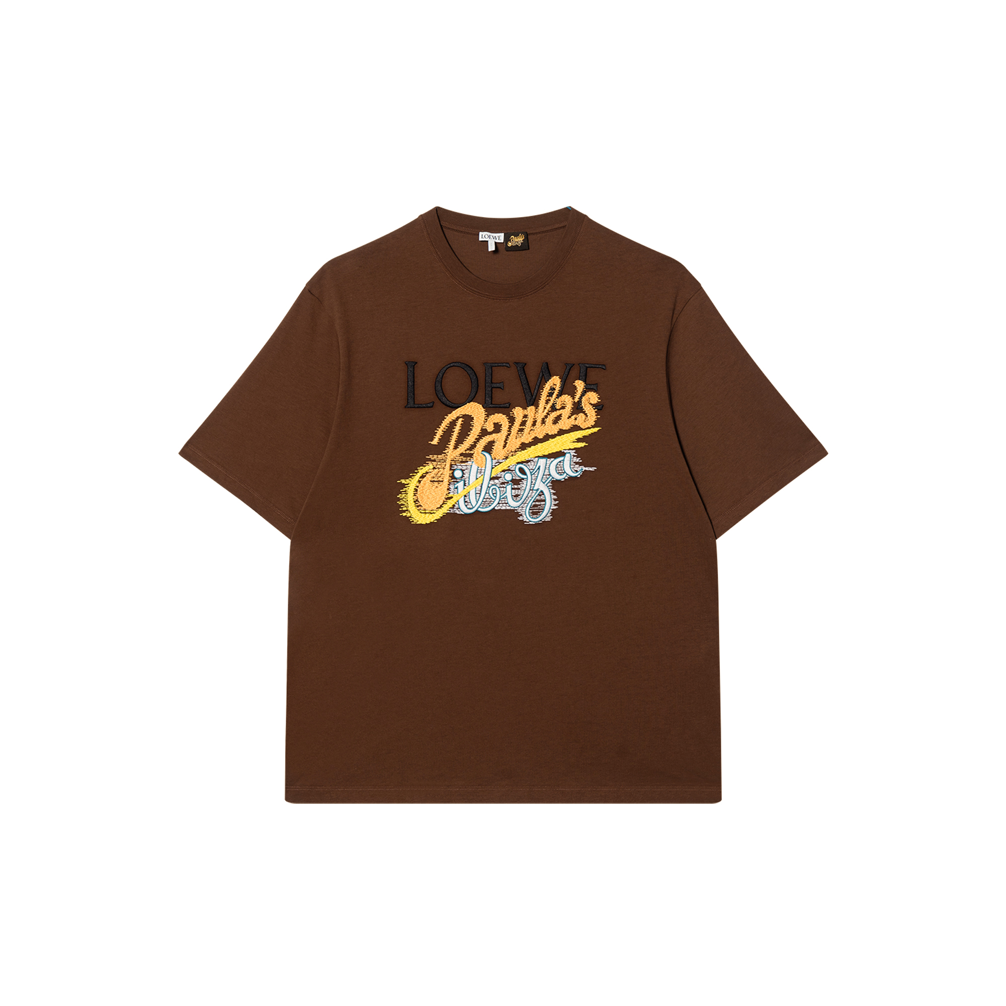 LOEWE Paula's Ibiza SS25  Oversized Brown Crewneck T-Shirt H616Y22X84-3428