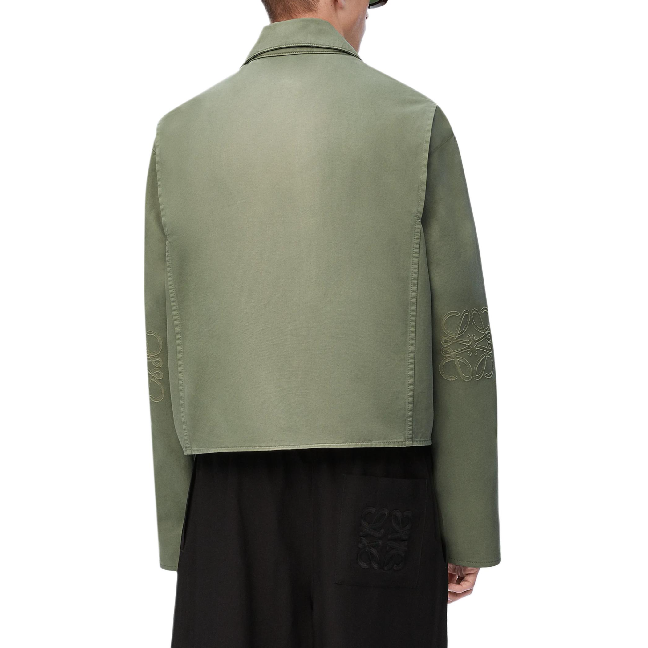 Shop LOEWE Paula''s Ibiza SS25 綠色棉質拉鍊外套 H616Y50X11-8727