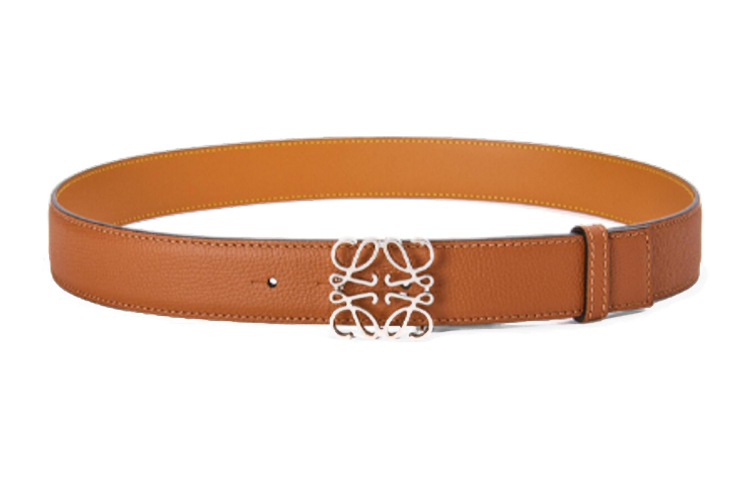 LOEWE Pebble-Grain Leather Anagram Belt Mid-Width Brown. E619237X08-2534