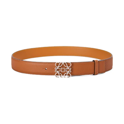 LOEWE Pebble-Grain Leather Anagram Belt Mid-Width Brown. E619237X08-2534