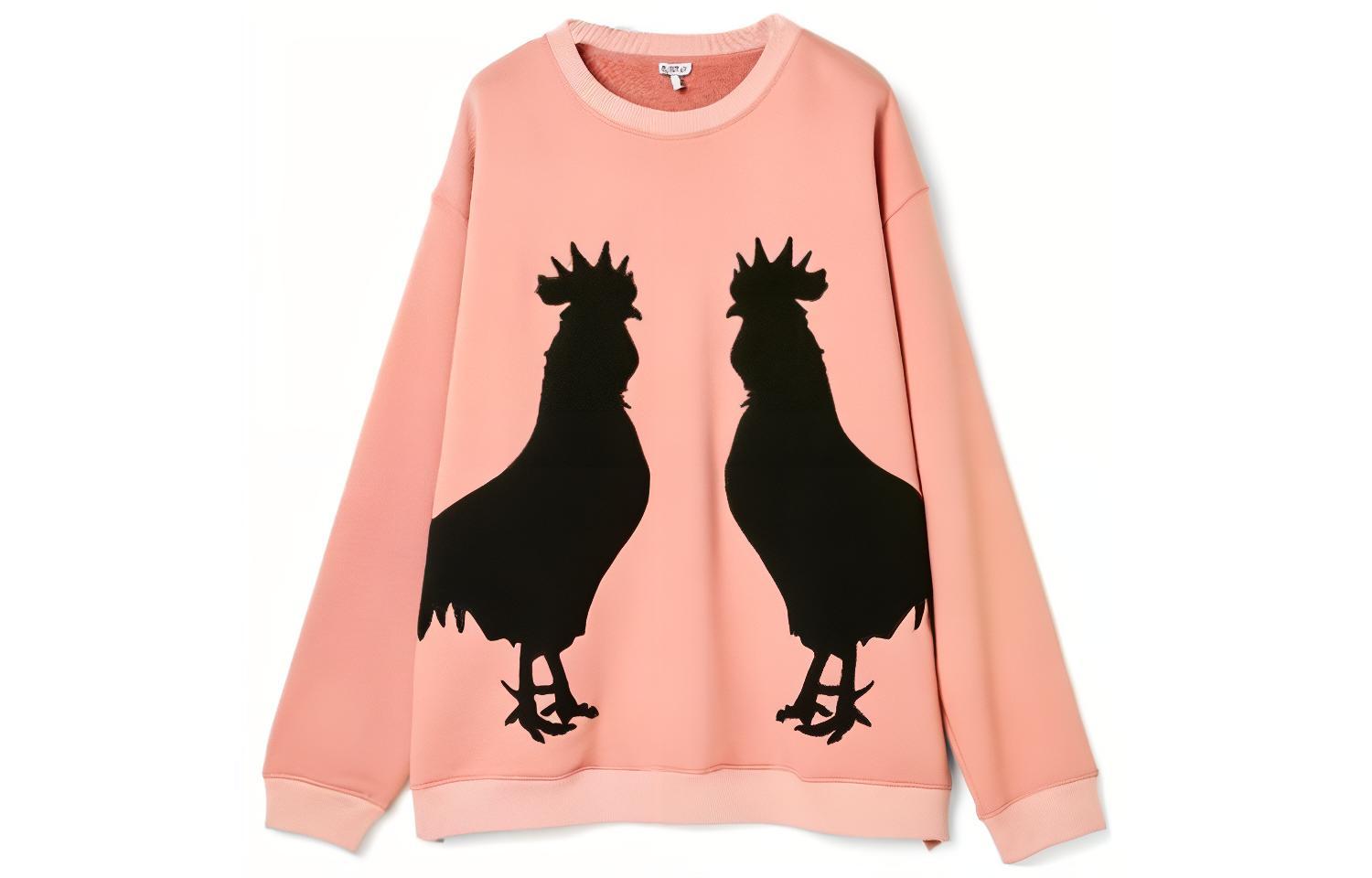 LOEWE Pink Crewneck Sweatshirt with Rooster Graphic Design H526341XAV-7610