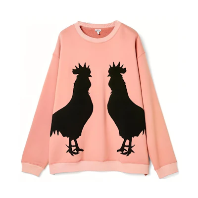 LOEWE Pink Crewneck Sweatshirt with Rooster Graphic Design H526341XAV-7610