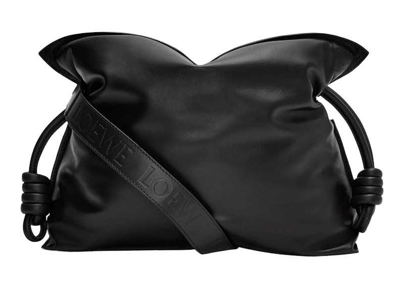 LOEWE Puffer Flamenco Clutch in Shiny Nappa Lambskin Black