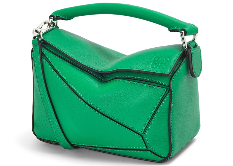 LOEWE Puzzle Bag in Classic Calfskin Mini Jungle Green