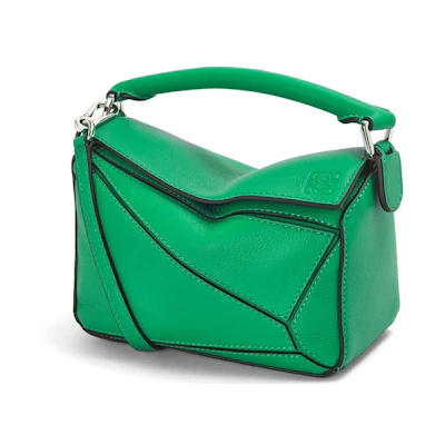 LOEWE Puzzle Bag in Classic Calfskin Mini Jungle Green