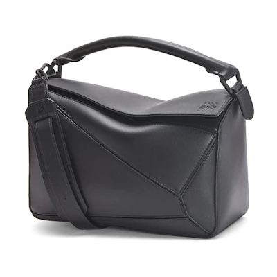 LOEWE Puzzle Bag In Satin Calfskin Black