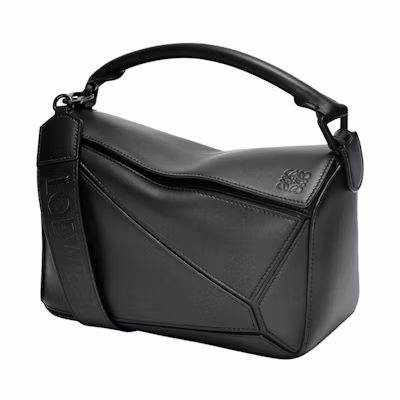 LOEWE Puzzle Bag in Satin Calfskin Small Black