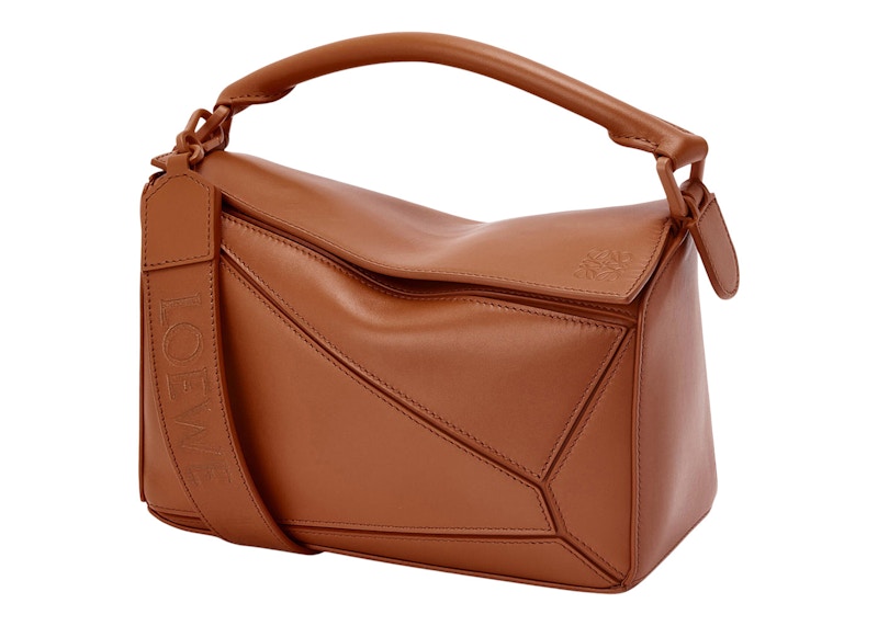 LOEWE Puzzle Bag in Satin Calfskin Small Pecan