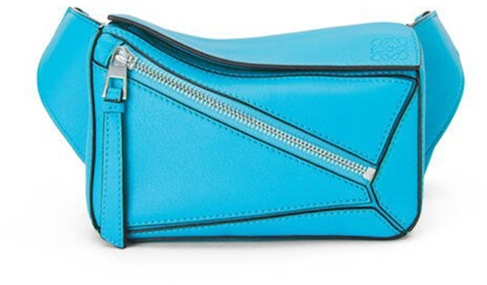 LOEWE Puzzle Bum Bag in Classic Calfskin Mini Cyan Buy LOEWE Puzzle Bum Bag in Classic Calfskin Mini Cyan