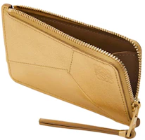 Lookbook LOEWE Monedero Tarjetero Puzzle en Piel Metálica Oro/Roble