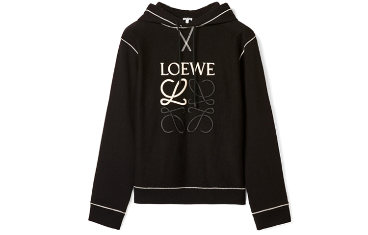 LOEWE Puzzle Embroidered Cotton Hoodie Black H526341XAL-1100