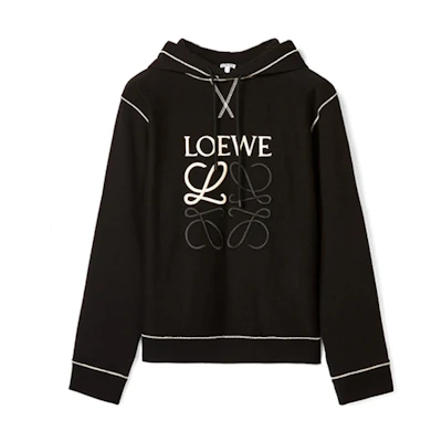 LOEWE Puzzle Embroidered Cotton Hoodie Black H526341XAL-1100