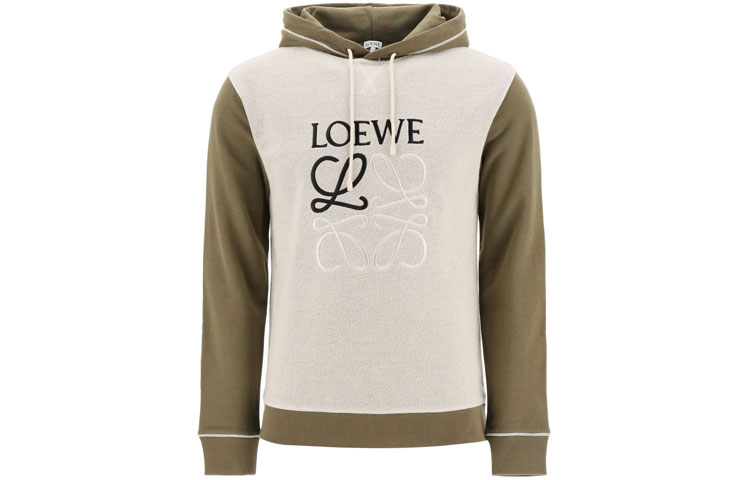 LOEWE Puzzle Embroidered Drawstring Hoodie Khaki H526341X94-3962