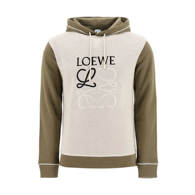 LOEWE Puzzle Embroidered Drawstring Hoodie Khaki H526341X94-3962