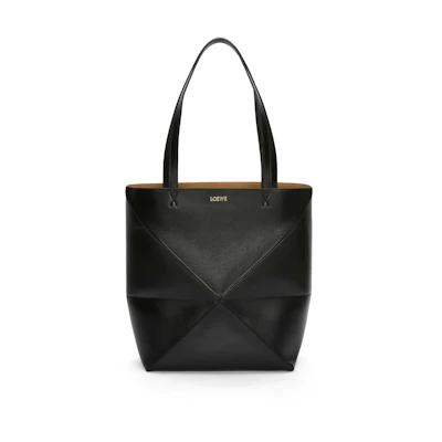 LOEWE Puzzle Fold Tote in Shiny Calfskin Black