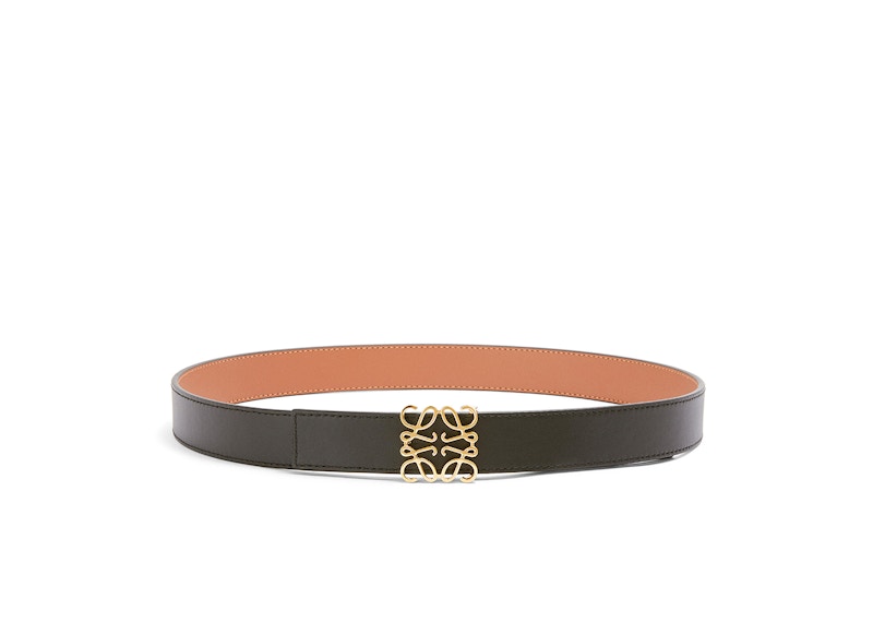 LOEWE Reversible Anagram Belt In Smooth Calfskin Tan/Black/Gold