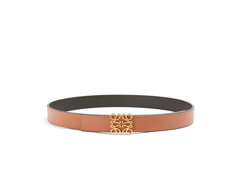 LOEWE Reversible Anagram Belt In Smooth Calfskin Tan/Black/Gold 圖 2
