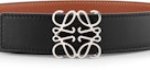 Shop LOEWE Reversible Leather Belt with Smooth Buckle / 3.5cm 51502011-1555