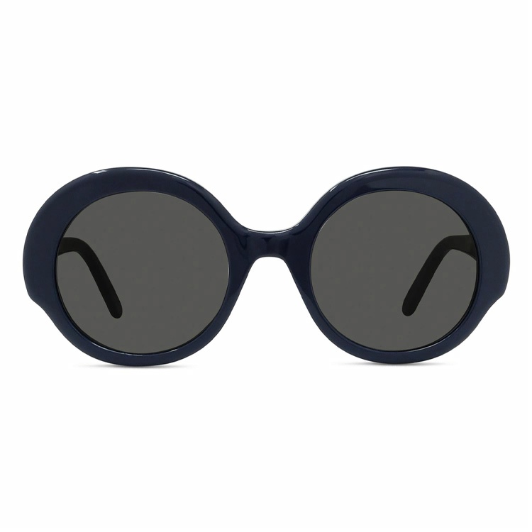 Lookbook LOEWE圆形醋酸板太阳镜 带标志 - 男女通用, 蓝色。 LW40135I5290A