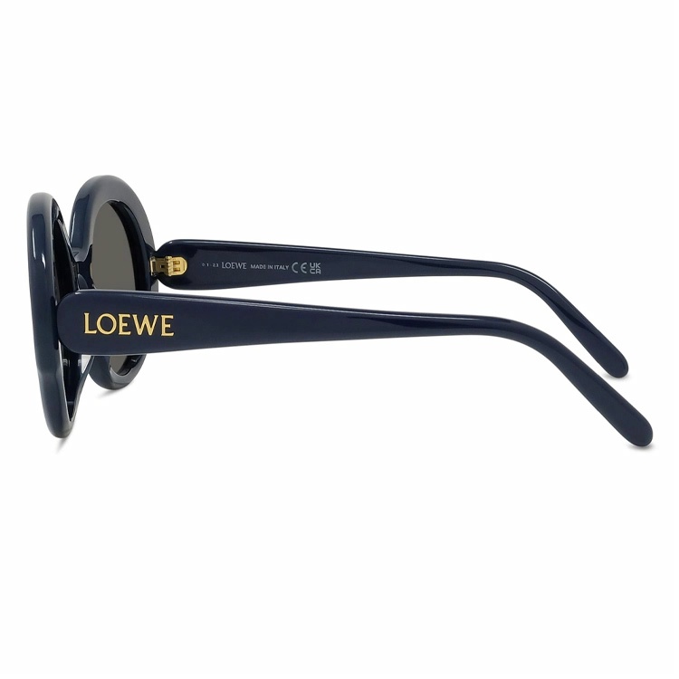 Shop LOEWE圆形醋酸板太阳镜 带标志 - 男女通用, 蓝色。 LW40135I5290A