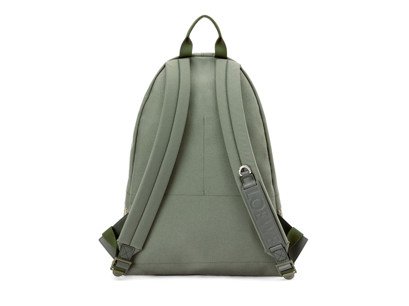 Order LOEWE ラウンドスリムバックパック キャンバス＆アナグラムジャカード カーキグリーン