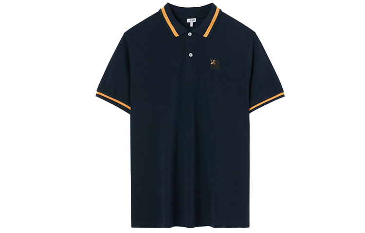 LOEWE Short Sleeve Embroidered Anagram Polo Shirt Navy H526341X99-5110