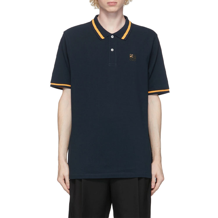 Shop ロエベ ショートスリーブ 刺繍アナグラム ポロシャツ ネイビー H526341X99-5110
