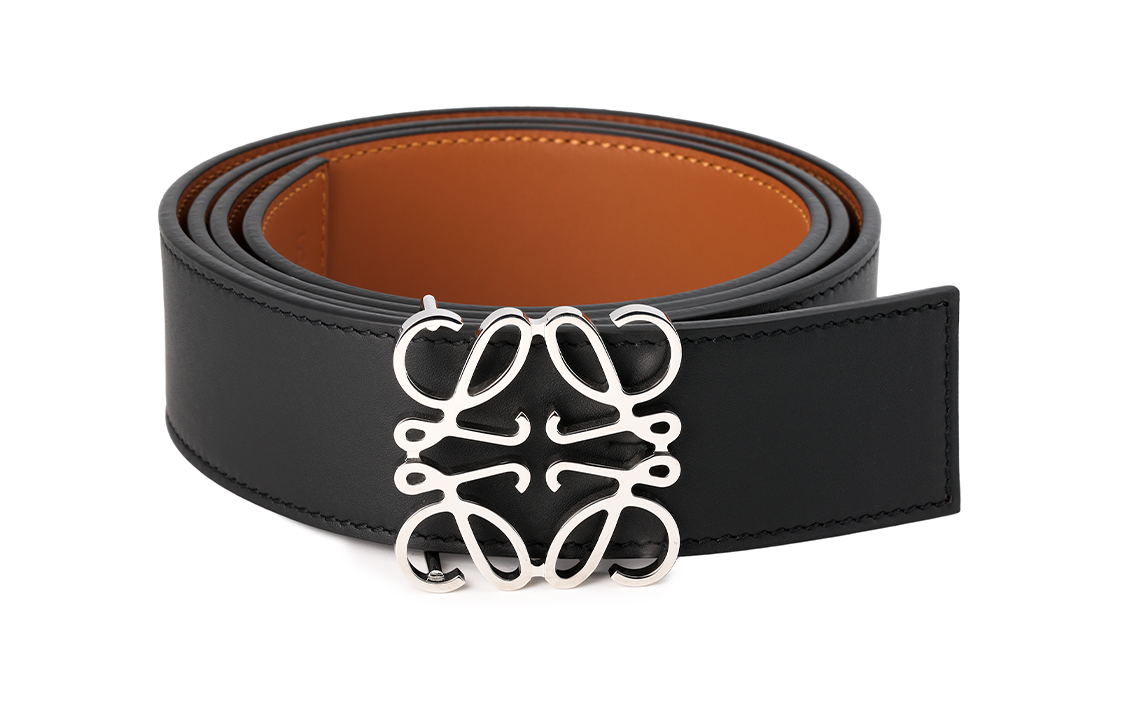 Order LOEWE Silver Logo Buckle Adjustable Calfskin Leather Belt for Men, 4cm Wide. 51501010-1555