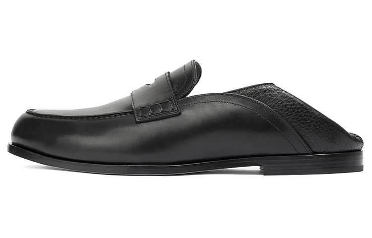 LOEWE Slip-On Loafers 'Black Calfskin Patchwork'