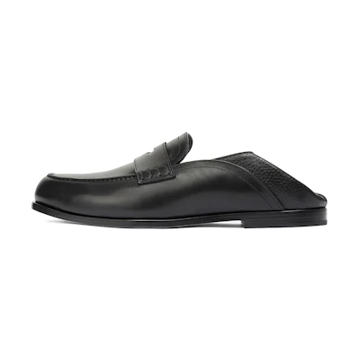 LOEWE Slip-On Loafers 'Black Calfskin Patchwork'