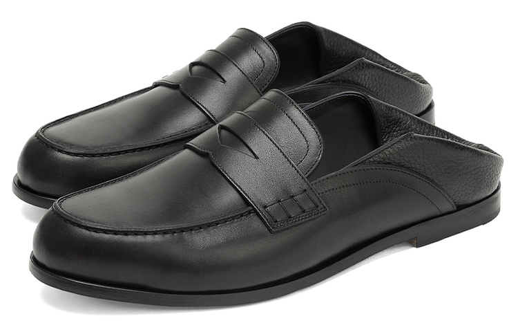 LOEWE Slip-On Loafers 'Black Calfskin Patchwork' 圖 4