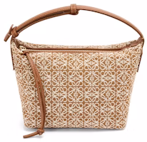 LOEWE Small Cubi Bag in Anagram Jacquard and Calfskin Tan/Pecan LOEWE Small Cubi Bag in Anagram Jacquard and Calfskin Tan/Pecan