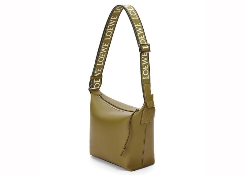 LOEWE Small Cubi Crossbody Bag In Supple Smooth Calfskin and Jacquard Olive