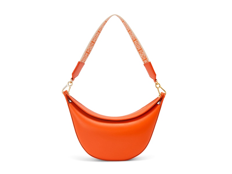 LOEWE Small Luna Bag in Satin Calfskin and Jacquard Orange
