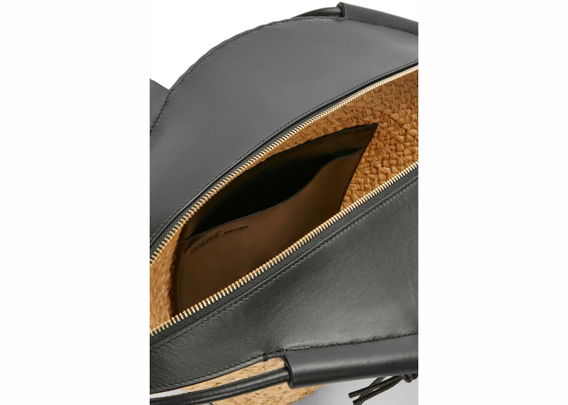 Order 로에베 스몰 파세오 라피아 & 카프스킨 바스켓 (내추럴/블랙) 
