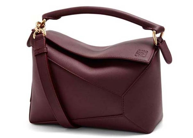 LOEWE Small Puzzle Bag In Classic Calfskin Dark Burgundy