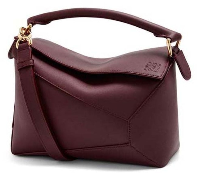 LOEWE Small Puzzle Bag In Classic Calfskin Dark Burgundy Novelship