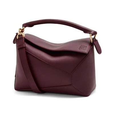 LOEWE Small Puzzle Bag In Classic Calfskin Dark Burgundy