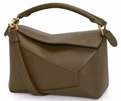 LOEWE Small Puzzle Bag In Classic Calfskin Dark Khaki Green LOEWE Small Puzzle Bag In Classic Calfskin Dark Khaki Green