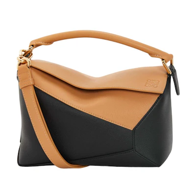 LOEWE Small Puzzle Bag in Classic Calfskin Warm Desert/Black