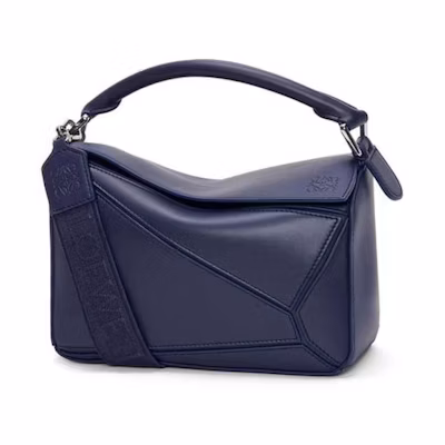 LOEWE Small Puzzle Bag In Satin Calfskin Abyss Blue