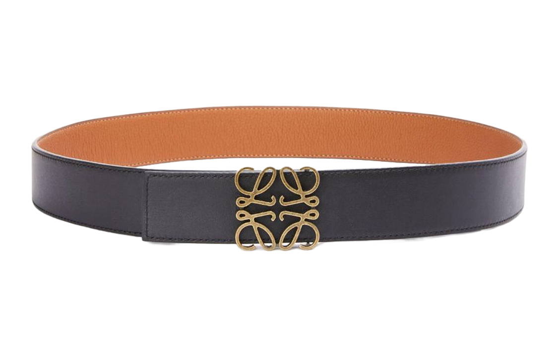 Lookbook Tali Pinggang Kulit Lembut LOEWE 4cm Gaya Pasangan Uniseks E619238X12-2935